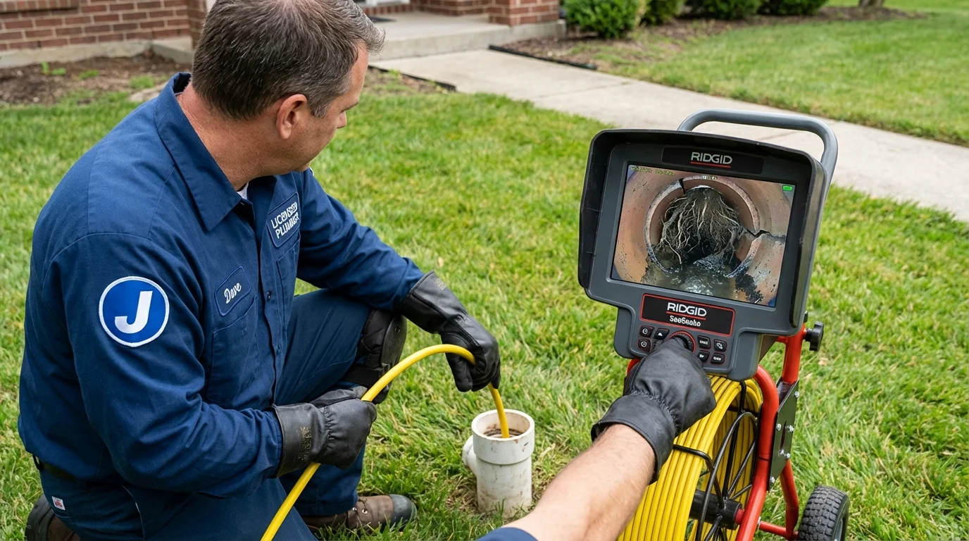 Sewer camera inspection being performed by Johns Plumbing LLC in Keytesville