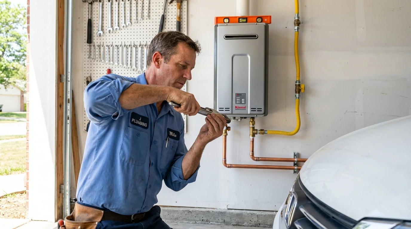 Tankless water heater installation by a Johns Plumbing LLC plumber in Keytesville